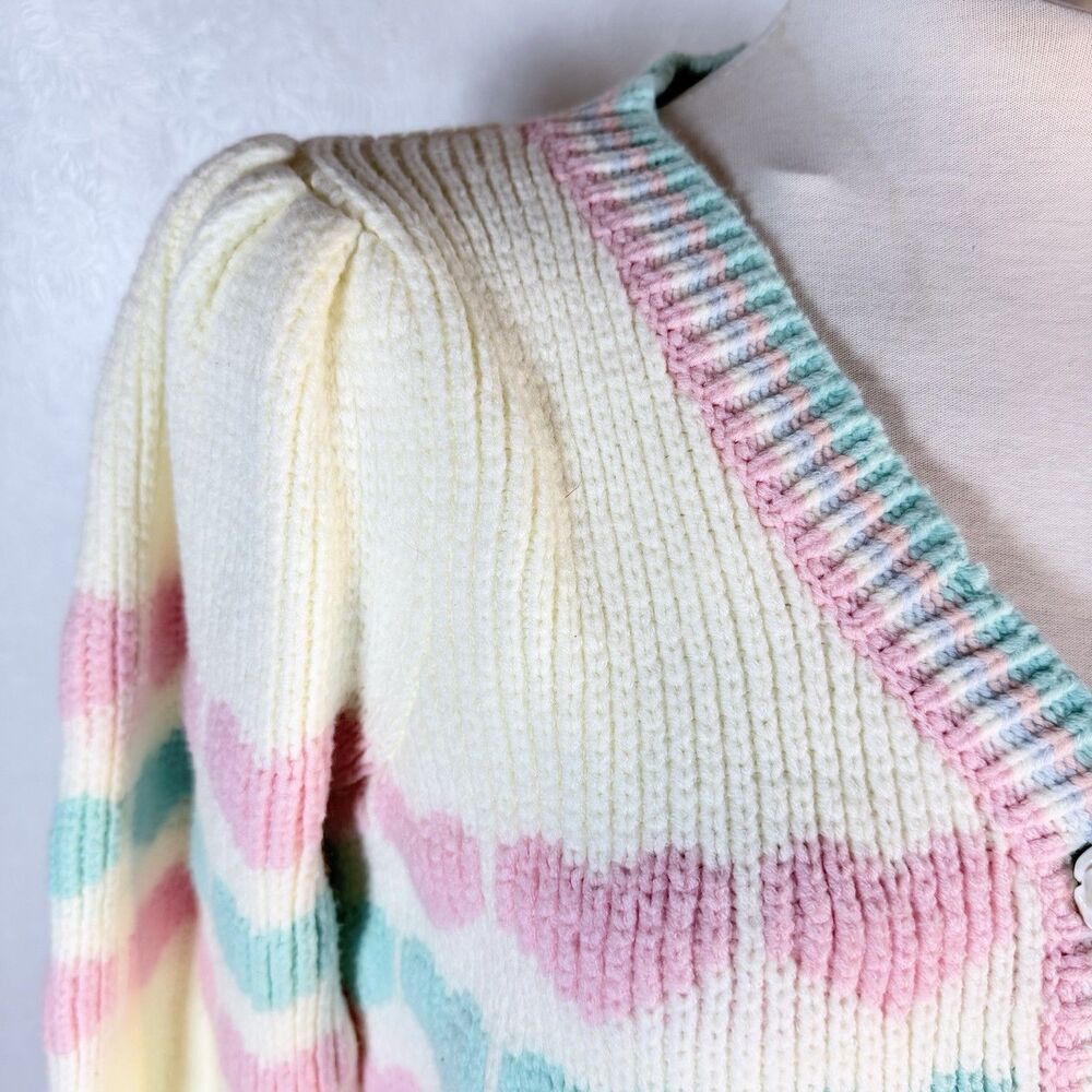 LoveShackFancy sz S Buena Heart Cropped Cardigan READ - Picture 4 of 16